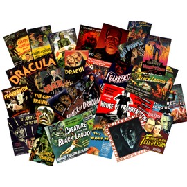 Classic Universal Monsters Movie Posters Vinyl Stickers - Set of 25 Monsters Dracula Nosferatu Frankenstein Wolf Man Creature from Black Lagoon