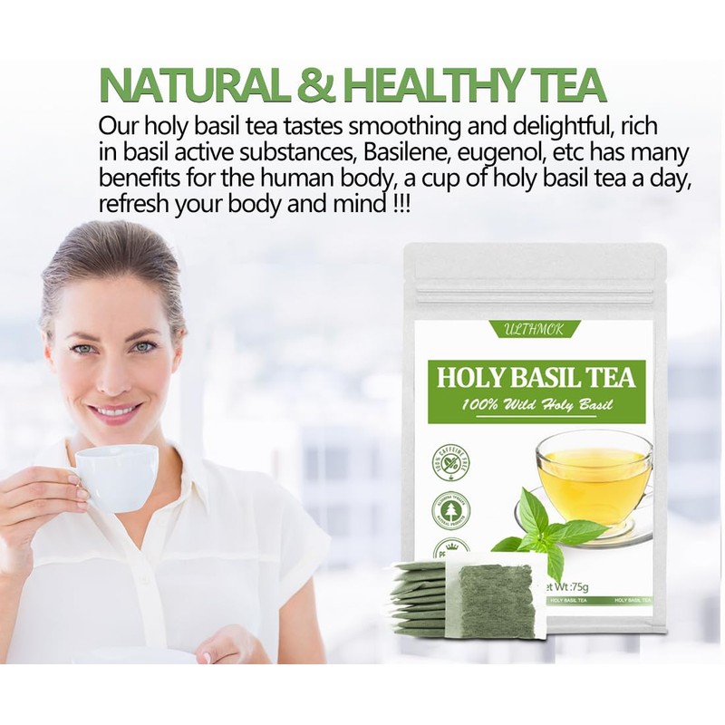 Premium 50 Holy Basil Tea Bags, Made with 100% Natural
