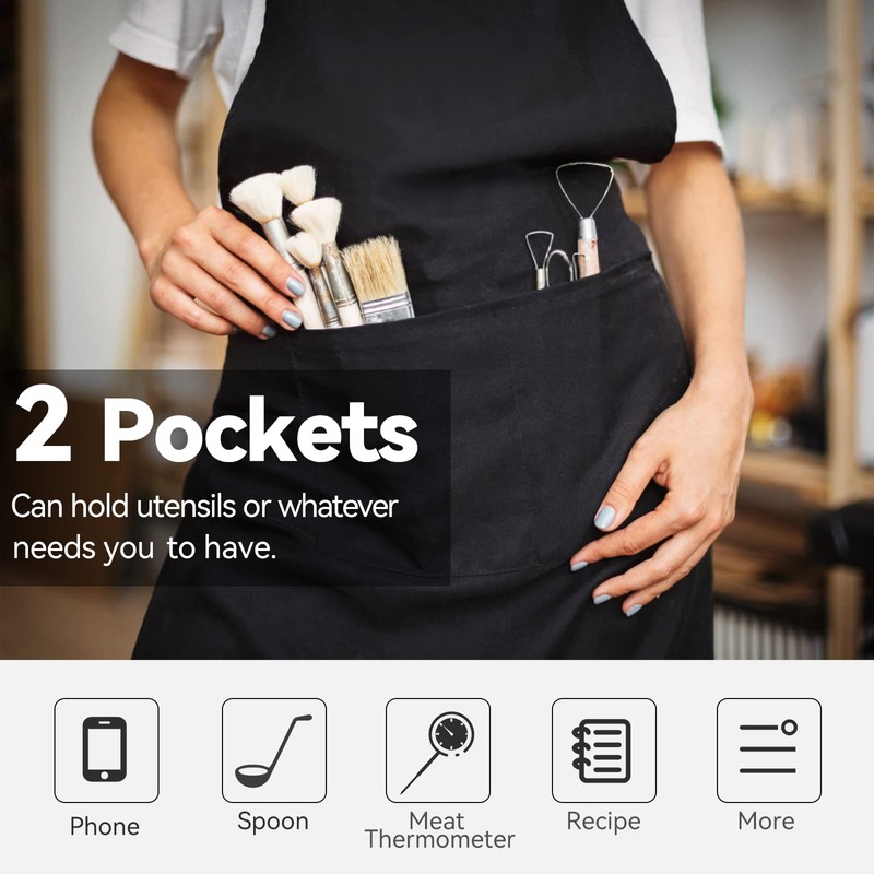 Riqiaqia 2 Pack Kitchen Aprons for Men Women Cooking Apron