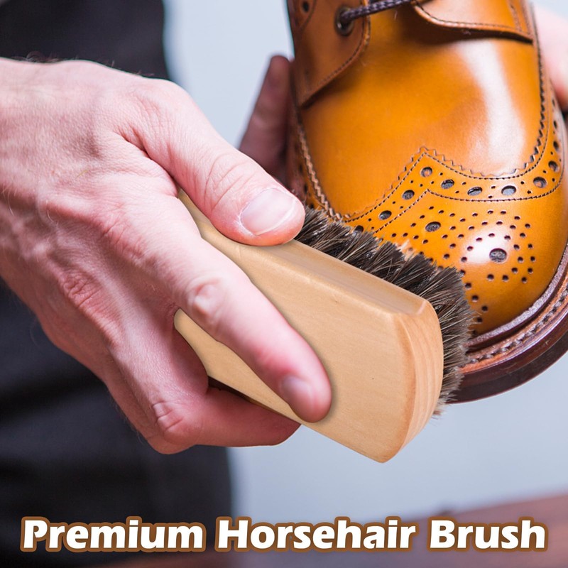CVNRCLP Wooden Horsehair Polishing Brush - Premium Shoe Shine and