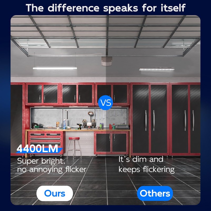 hykolity 10 Pack 4FT Linkable LED Utility Light Fixture, 4400lm,