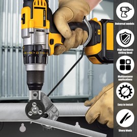 Electric Drill Plate Cutter Sheet Metal Cutter Drill Attachment Double Headed Metal Sheet Cutter Drill Shears Cutting Tool for Aluminium Steel Iron Copper Plate White Sheet Cutting