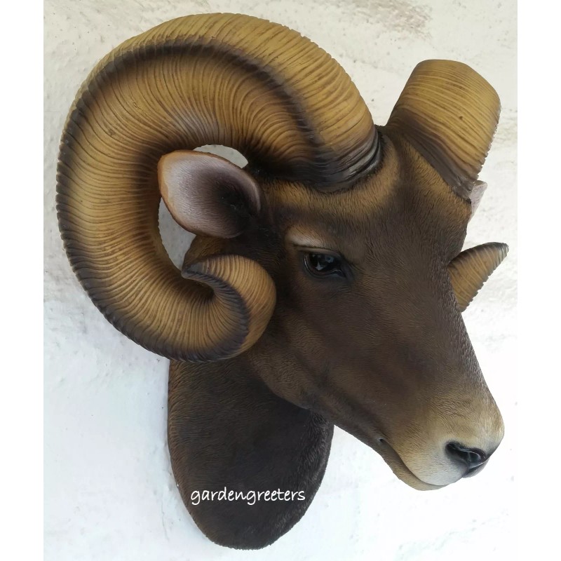 GARDENGREETERS RAM HEAD WALL MOUNT BIGHORN