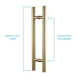 TOGU TG-6012 12 inches Solid Standoffs Heavy-Duty Commercial Grade-304 Stainless Steel Push Pull Door Handle/Barn Door Pull Handle/Glass Pulls, Satin Gold Finish