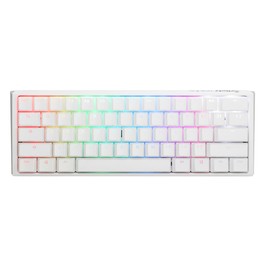 Ducky One 3 White 60% Mechanical Keyboard: Quack Mechanics Dampening, Hot-Swappable Cherry Black Switches, High-Density PBT Doubleshot Keycaps, RGB, US, White
