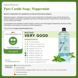 Pure Castile Soap, Peppermint - No Palm Oil, GMO-Free - Gentle Liquid Soap For Sensitive Skin & Baby Wash - All Natural Vegan Formula with Organic Carrier Oils (33.8 fl oz)
