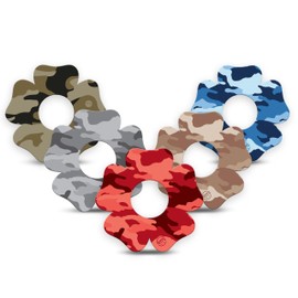 ExpressionMed - Adhesive Patches for Infusion Set (Pack of 5) - Made in The USA, Waterproof, Non-Fraying, Pre-Cut CGM Sensor Tapes (Camo Variety Pack - Flower Shape)