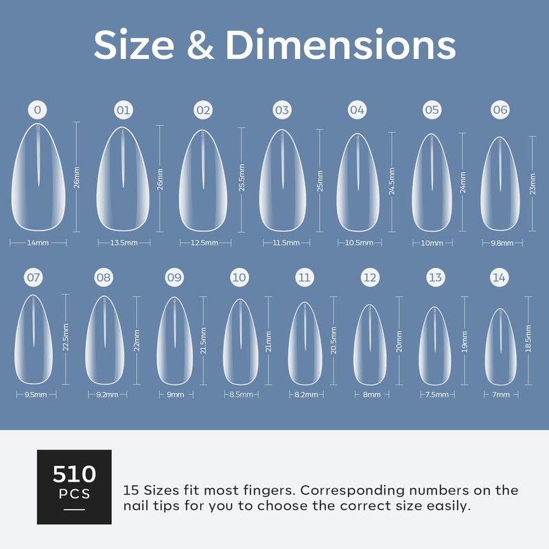 Modelones Nail Tips, 510 Pieces, Full Cover Nail Tips Set,