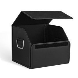 JEYODA Suede Leather Trunk Organizer, Large Capacity Soft Car Organizers and Storage,foldable,with lip, for Car SUV/Jeep/Sedan/Home/Camping (Black,Small)