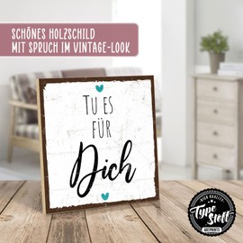 TypeStoff HS-00764 Wooden Sign with Saying - Self - Vintage Look with Quote as a Gift and Decoration on the Theme of Mindfulness and Motivation