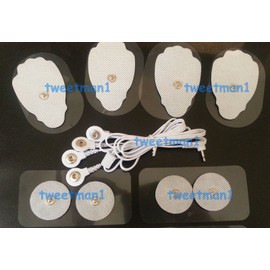 Unbranded ELECTRODE LEAD CABLE (2.5mm) + PADS (4 LG, 4 SM) FOR PINOOK MASSAGER EMS