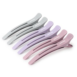 AIMIKE AIMIKE Hair Sectioning Clips with Silicone Band - 6pcs No Crease Duck Billed Clips for Styling, Cutting, and Rollers in Morandi Color