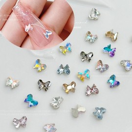 [Overseas] Mini Ribbon Parts Mini Diamond Nail Jewelry Bow Pointed Bottom Diamond 3D Super Shiny Free Size/151 8 White Mini Crystal Bows 30 pcs 30ea