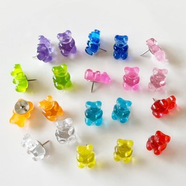 30pcs Decorative Push Pins Thumb Tack Bears for Cork Translucent Thumb Tacks Colored Push Pins for Home Office Corkboard Bulletin Board Hanging Posters.