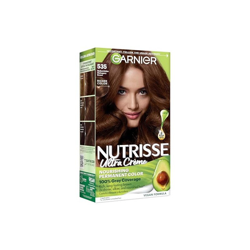 Garnier Nutrisse Nourishing Hair Color Creme, 535 Medium Gold Mahogany