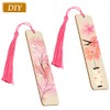 BUYGOO 72Pcs Wooden Blank Bookmarks with String and Holes, Including