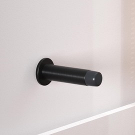 HOMOTEK 2 Pack Heavy Duty Solid Rigid Door Stops Bumper Sound Dampening Door Stoppers with Soft Rubber Tip, Zinc Die Cast DoorStops Wall Protector 2.8" DoorStoppers, Black