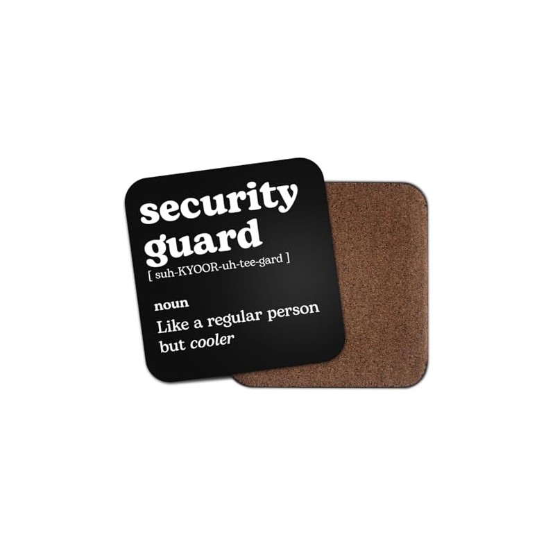 Security Guard Square Coaster - New Job Dictionary Regular But