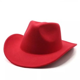 Unbranded Red Western Cowboy, Cowgirl Hat, Adjustable Cotton & Polyester, Men Women