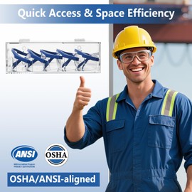 Safety-Glasses-Holder with Lid, Arcrylic Wall Mount Organizer for Industrial Eyewear Quick Access for Safety Glasses, OSHA-Compliant, Anti-Slip Pads | Fits Safety Goggles, Lab Glasses