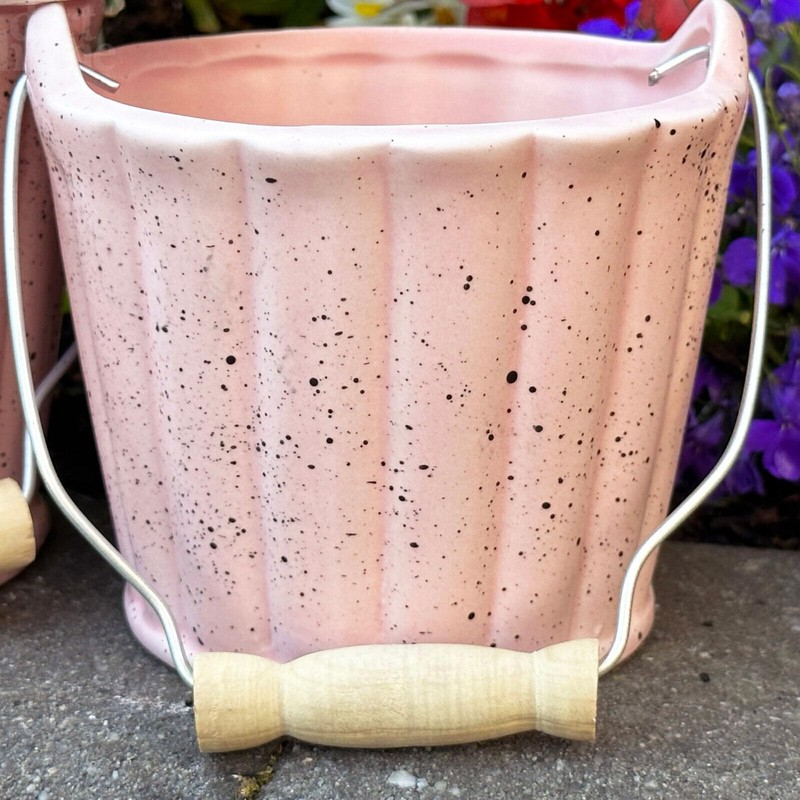Darthome Pink Speckled Basket Pots Set Of 3 Ceramic Small