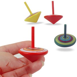 LISOPO Children's Birthday Party Bags, Pack of 15 Wooden Spinning Tops, Colourful Toy Spinning Tops, Party Bag Filler, Party Decoration Accessories