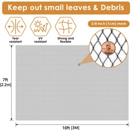 PACETAP Pond Netting Kit 7 x 10 Ft for Leaves, Heavy Duty Koi Pond Cover, Pool Protective Cover Netting with Stakes Protecting Koi Fish from Birds, Cats, Predators