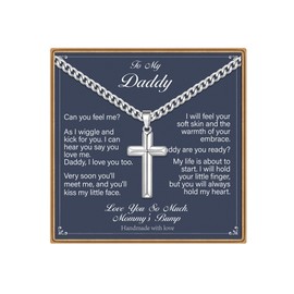 IEFLIFE New Dad Gifts for Fathers Day - Silver Cuban Link Chain Cross Necklace for Men Daddy Necklace Jewelry Happy Fathers Birthday Gifts Necklaces New Dad Gift 1st Father Gift for Daddy Men