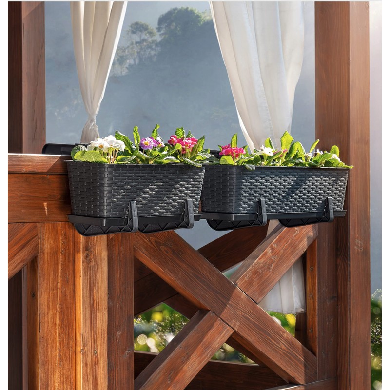 Dunes Clamp-on Universal Fit, Adjustable Planter Box Rail Brackets for