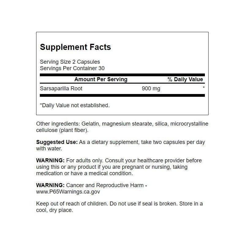 Swanson Sarsaparilla Root-Traditional Herbal Supplement Promoting Skin Health, Urinary Tract