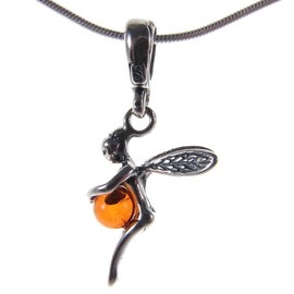 Baltic amber and sterling silver 925 fairy ball pendant (no chain)