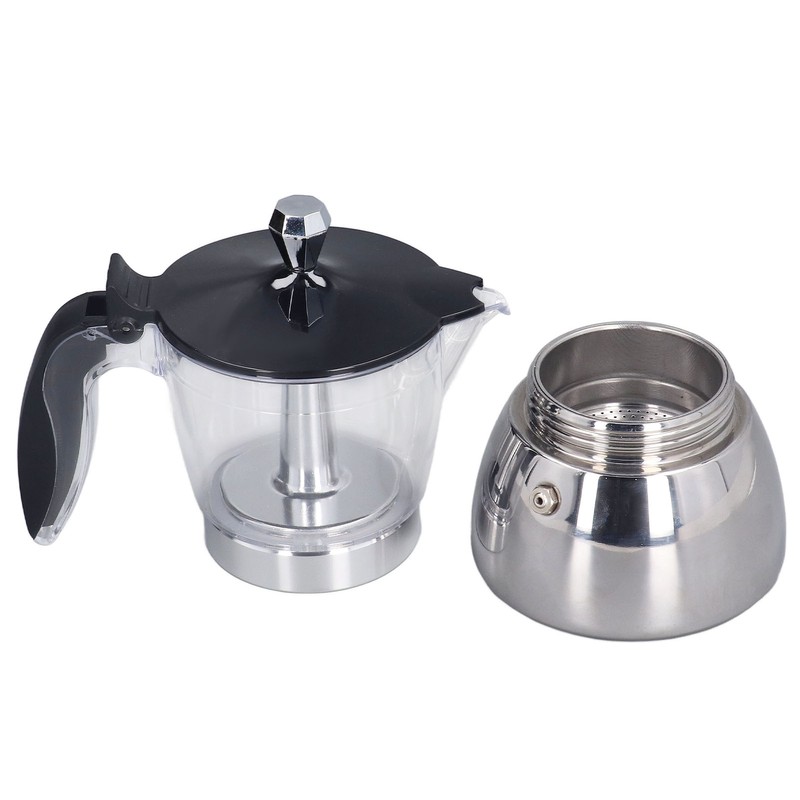 Stovetop Coffee Maker 6 Cup Moka Pot Clear ABS Top