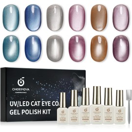 CHERIMOYA Kit de 6 Esmalte de Uñas de Gel Ojos de Gato con Imán
