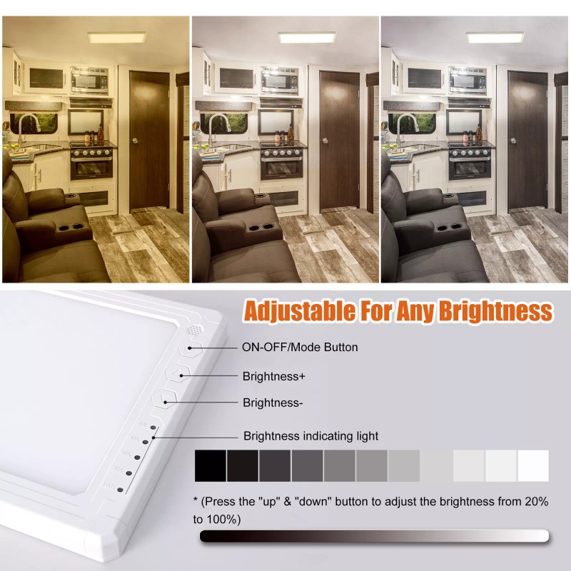 Facon Dimmable 12-30V LED RV Camper Lamp Fixture Ceiling Dome