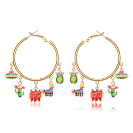 ANGLESJELL Mexican Hoop Earrings for Women Cinco De Mayo Earrings Sombrero Pinatas Chili Fiesta Earrings Statement Mexican Holiday Jewelry Gifts (Style B)