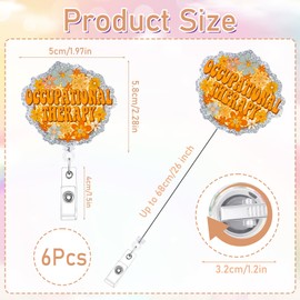 Occupational Therapy Badge Reels Retractable - Cosmisun 6 Pcs OT Floral Badge Holder with Alligator Clip ID Name Card Holder Appreciation Gifts for OT Doctor Nurse Occupational Therapy Assistant