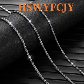 HSWYFCJY 2.5 MM Twist Rope Chain, Stainless Steel Silver Rope Chain Necklace for Men Women Fashion Jewellery Birthday Gift Length of Chain 70 CM