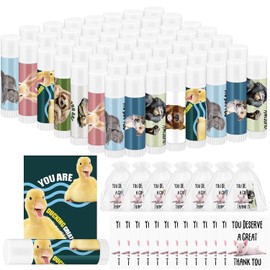 40 juegos de regalos de agradecimiento para enfermeras, regalo de agradecimiento a granel, regalo inspirador de animales, juego de palabras, bálsamo labial, tarjetas de notas, bolsa de organza