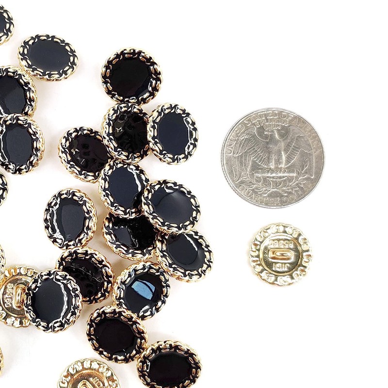 Craftisum Classic Golden Metal Base Black Enamel Sewing Shank Buttons