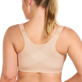 HSIA Posture Bras for Women - Front Closure Bra for Women No Underwire Back Support Plus Size Full Coverage Bra Light Beige