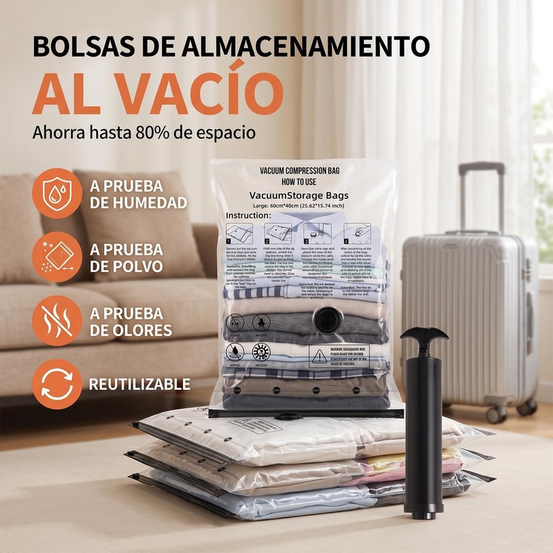 20PCS Bolsas de Almacenamiento de Vacío, Bolsas al Vacio Ropa