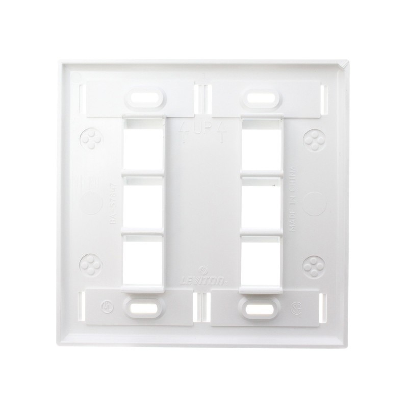 Leviton 6-Port Dual Gang QuickPort Wallplate with ID Windows, 42080-6WP,