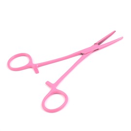 OdontoMed2011® Pet Colourful Stainless Steel Hemostat Hemostatic Forcep,Pet Ear Hair Pull Forcep,Bend Head and Straight Head kit Full Pink Color