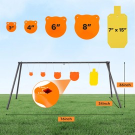 TEDEUM AR500 Target Stand with 3", 4", 6", 8" Gong Targets and 7x12 Torso Target, No Tools Required Assembly, Heavy Duty Shooting Practice Stand for Rifle and Pistol Training