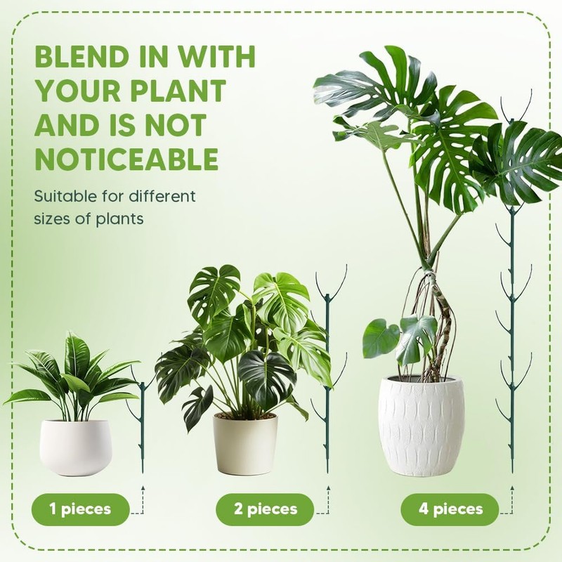 Plant Support Stakes for Climbing Plants, Stackable, Indoor Outdoor Use,