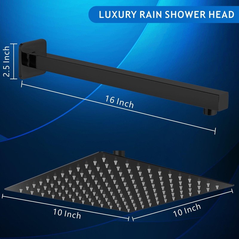 Voolan All Metal Shower Head with Extension Arm, Stainless Steel