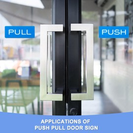 GLOKUUCA Push Pull Door Sign - 2 Pack Self-Stick Door Safety Sign Fits for Stores Cafes Shops Rectangle Acrylic - (1.6 x 3.9-inch, Blue)
