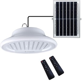 HULPPRE Solar Shed Light-Daytime or Night,96Leds Brighter White Solar Light Indoor&Outdoor with 2 Remotes,IP65 Barn/Chicken Coop/Workshop/Ceiling/Pendant Lamp for Patio,Garden,Yard,Gazebo