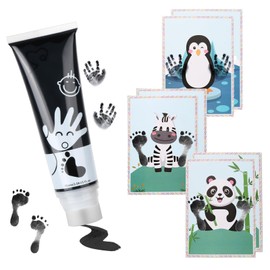 TOGOU2S Colour Baby Footprint with Squarepants 75 ml 6 Cards A4 Hand Print Baby Paw Print Set Dog Finger Paints Children Non-Toxic Baby Safe Paint Stamp Acid Free Easy Washable