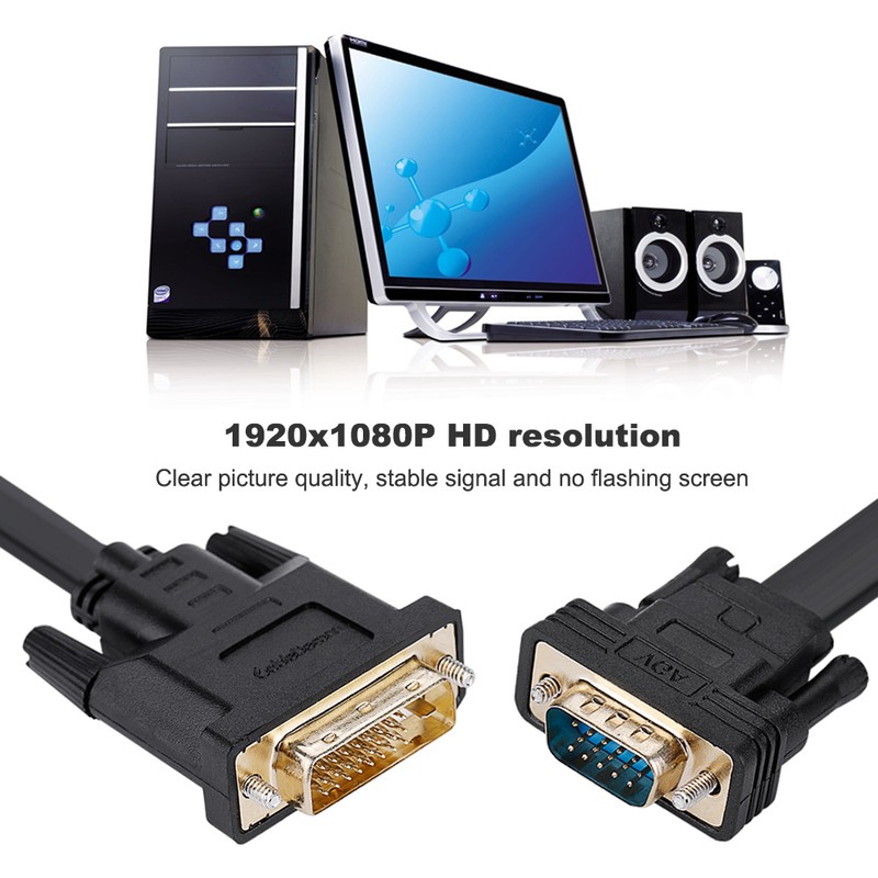 CableDeconn 1080P DVI 24+1 Male To VGA Male Adapter Converter